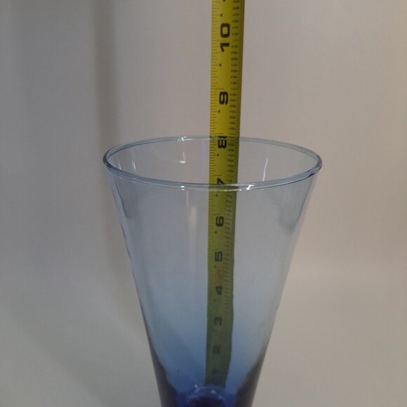 Blue Iced Tea Glass With Flared Rim & Sturdy Base Mexico - Picture 6 of 8